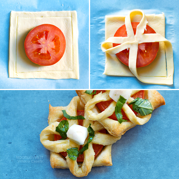 Fiori di pasta sfoglia antipasti